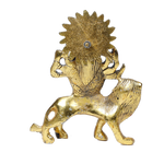 Brass Murti Shera Wali Mata Is Sitting On Lion - 6 × 5 Inches | For Pooja Temple | Home Decor | Office & Mandir Decoration And Gifts