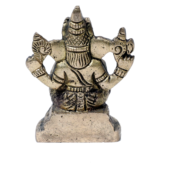 Brass Murti Lord Ganesha Is Sitting On Throne - 2.5 × 2 Inches | For Pooja Temple | Home Decor | Office & Mandir Decoration And Gifts