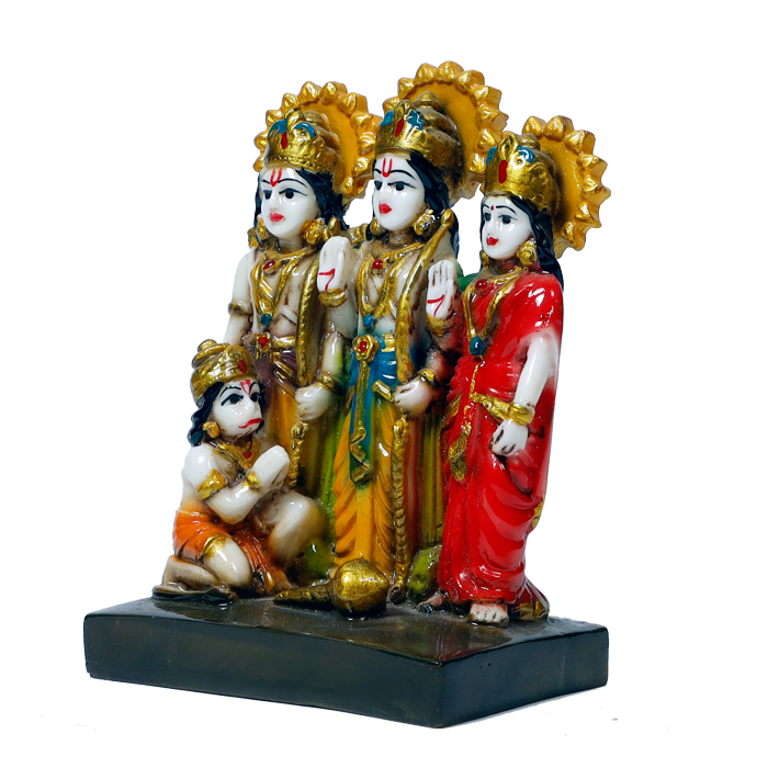 Lord Ram Darbar Marble Dust Murti Idol - 6 × 5Inches | For Pooja Temple | Home Decor | Office Decoration | Mandir Decoration And Gifts