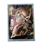 Lord Krishan And Goddess Radha on Swing | Photo Frame - 7 × 5 Inches | For Pooja Temple | Home Decor | Office Decoration | Mandir Decoration And Gifts
