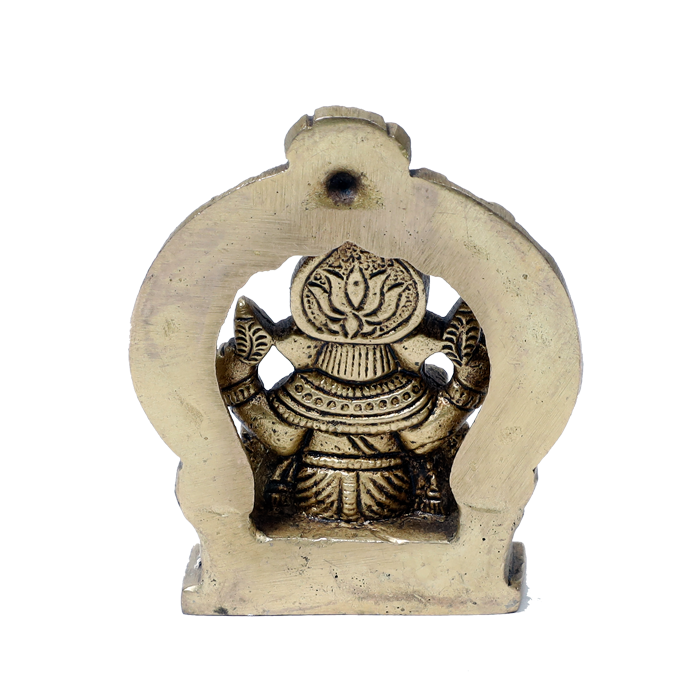 Brass Murti Ganesh Is Sitting On Throne - 3 × 2.5 Inches | For Pooja Temple | Home Decor | Office & Mandir Decoration And Gifts