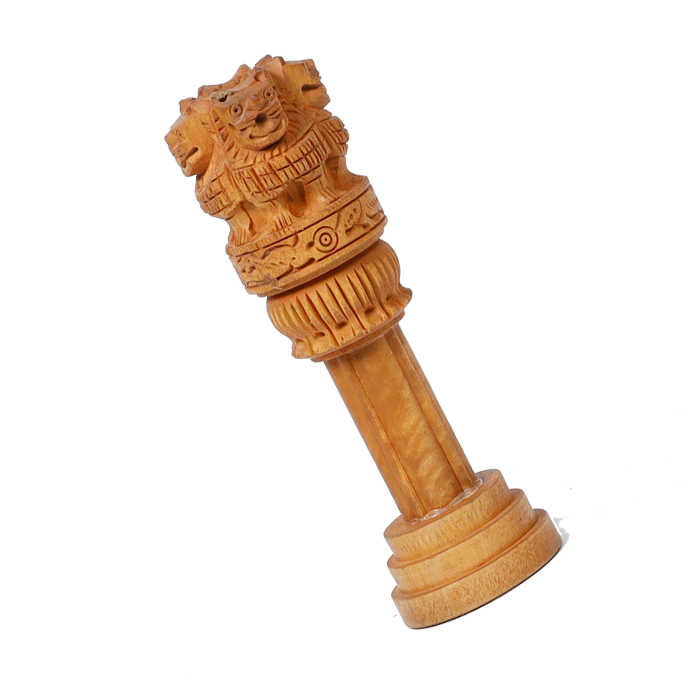 Wooden Brown Ashoka Stambh Desk Ashoka Piller Ideal - 6 × 2 Inches | For Advocate Table Office | Home Decor And Gifts