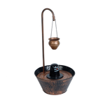 Bianco Shivling Water Fountain with Real Copper Kalash Drip | Polyresin Table-Top Indoor Waterfall for - 18 × 9 Inches | For Pooja Temple | Home Décor | Vastu | Meditation & Gifts