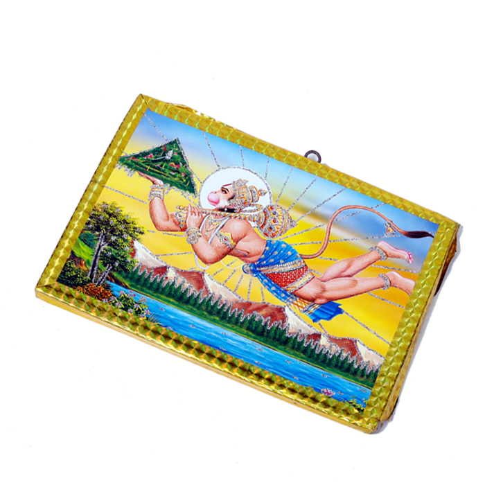 Hanuman Ji Holding a Mountain in His Hand Photo Frame - 7 x 5 Inches | For Pooja Temple | Home Decor | Office Decoration | Mandir Decoration And Gifts