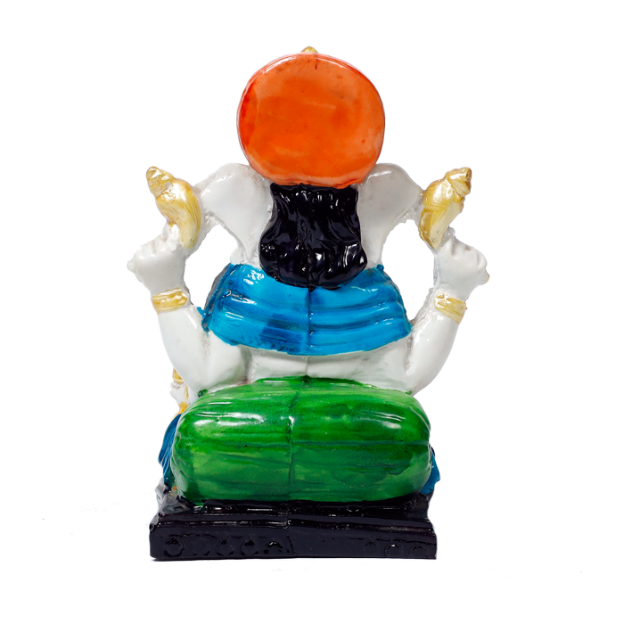 Lord Ganesha Is Sitting On The Stool | Marble Dust Murti Idol - 5 × 3 Inches | For Pooja Temple | Home Decor | Office Decoration | Mandir Decoration And Gifts