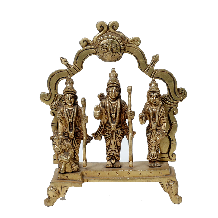 Brass Murti 4 No. Lord Ram Darbar - 6 × 4.5 Inches | For Pooja Temple | Home Decor | Office & Mandir Decoration And Gifts