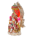 Goddess Lakshmi Mata Is Sitting On Throne | Terracotta Clay Murti Idol - 6 × 3 Inches | For Pooja Temple | Home Decor | Office Decoration | Mandir Decoration And Gifts