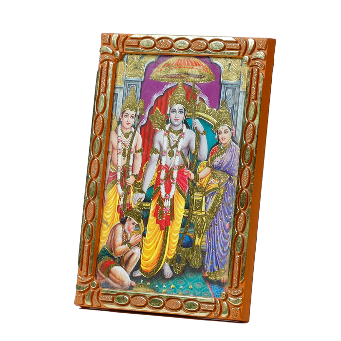 Lord Ram Darbar With Ram, Laxman, Sita And Hanuman Photo Frame - 5 × 3 Inches | For Pooja Temple | Home Decor And Gifts