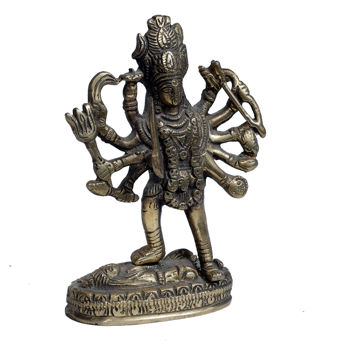 Brass Murti Kali Mata Standing On Lord Shiva - 6 × 4.5 Inches | For Pooja Temple | Home Decor | Office & Mandir Decoration And Gifts