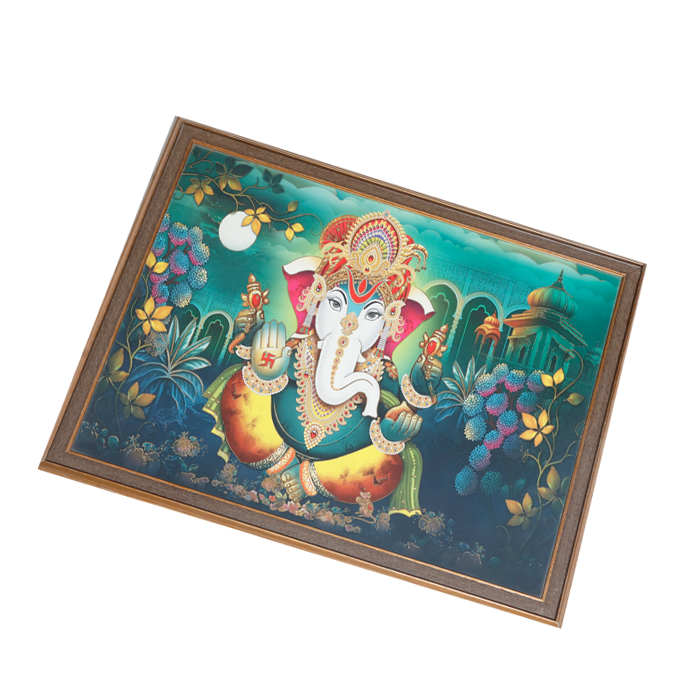 Lord Ganesha Photo Frame - 26 × 20 Inches | For Pooja Temple | Home Decor And Gifts