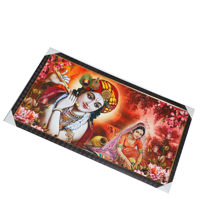 Goddess Radha And Lord Krishan Photo Frame - 21 × 39 Inches | For Pooja Temple | Home Decor And Gifts