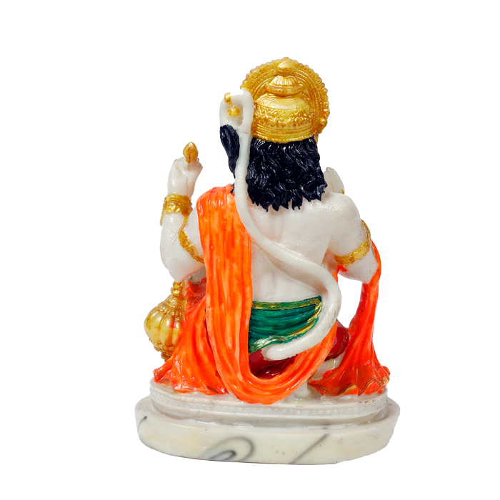 Lord Veer Bajrangbali Hanuman Ji Marble Dust Murti Idol - 9 x 6 Inches | For Pooja Temple | Home Decor | Office Decoration | Mandir Decoration And Gifts