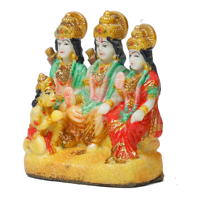 Lord Ram Darbar Marble Dust Murti Idol - 5 × 5 Inches | For Pooja Temple | Home Decor | Office Decoration | Mandir Decoration And Gifts