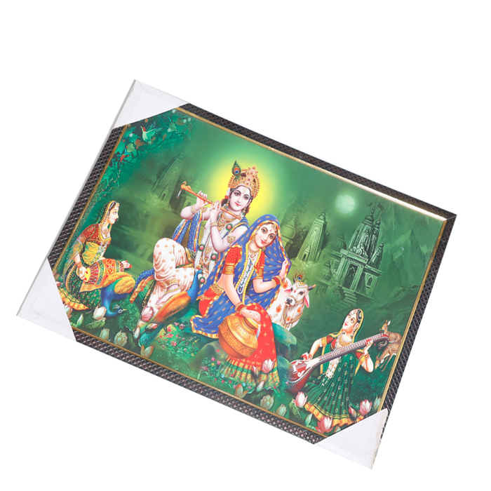 Goddess Radha And Lord Krishan Photo Frame - 25 × 19 Inches | For Pooja Temple | Home Decor And Gifts