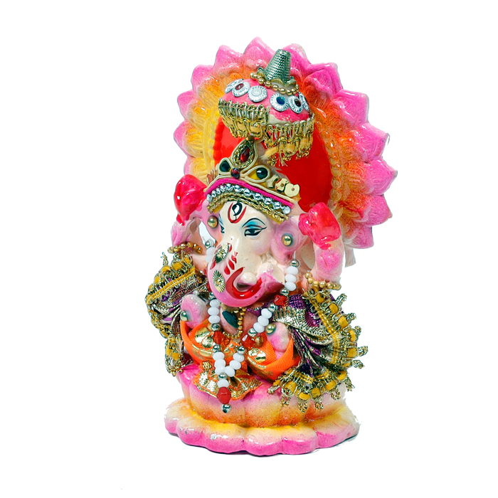 Lord Ganesha Is Sitting On Throne | Terracotta Clay Murti Idol - 5 × 3 Inches | For Pooja Temple | Home Decor | Office Decoration | Mandir Decoration And Gifts