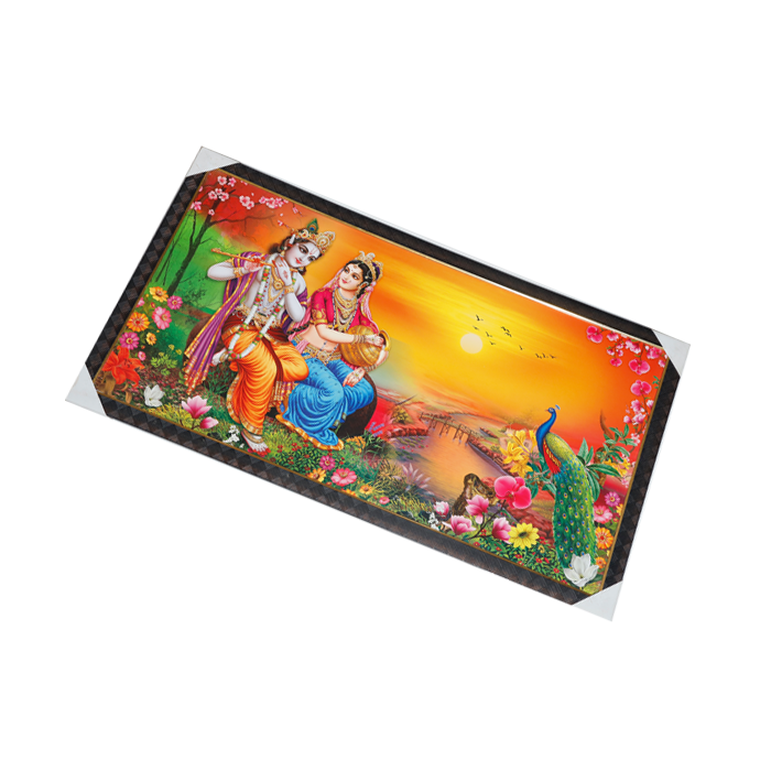 Goddess Radha And Lord Krishan Photo Frame - 21 × 39 Inches | For Pooja Temple | Home Decor And Gifts