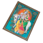Goddess Radha And Lord Krishan Photo Frame - 17 × 13 Inches | For Pooja Temple | Home Decor And Gifts