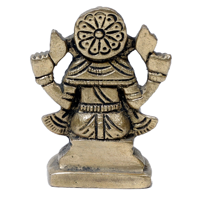 Brass Murti Lord Ganesha Is Sitting On Throne - 2.5 × 2 Inches | For Pooja Temple | Home Decor | Office & Mandir Decoration And Gifts