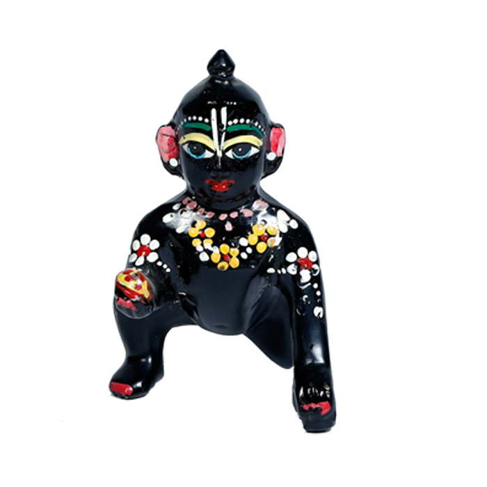 Brass Black Murti 2 No. Laddu Gopal | Laddu Gopal For Janmashtami Special - 3 × 2 Inches | For Pooja Temple | Home Decor | Office & Mandir Decoration And Gifts