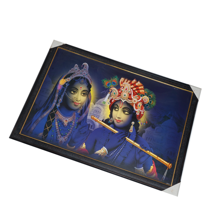 Goddess Radha And Lord Krishan Photo Frame - 27 × 39 Inches | For Pooja Temple | Home Decor And Gifts