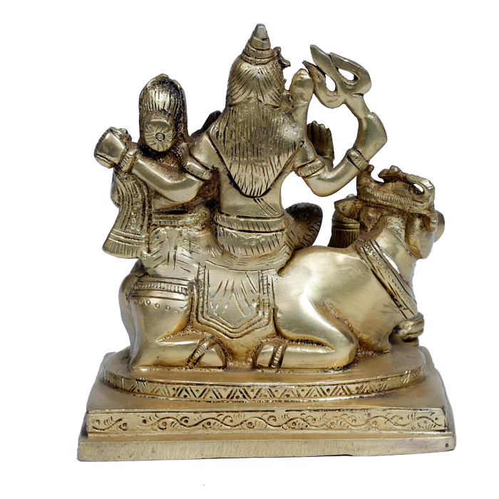 Brass Murti Lord Shiva Family | God Shiva, Parvati, Ganesh And Kartikeya Murti - 6 × 5 Inches | For Pooja Temple | Home Decor And Gifts