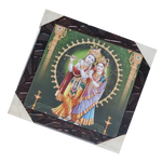 Goddess Radha And Lord Krishan Photo Frame - 11 × 11 Inches | For Pooja Temple | Home Decor And Gifts