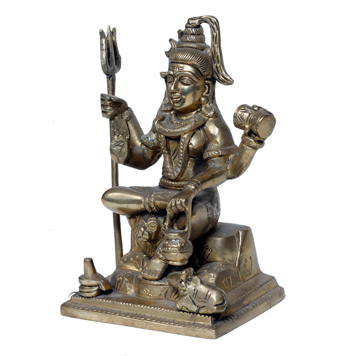 Brass Murti Lord Shiva Is Sitting On Throne - 6 × 5 Inches | For Pooja Temple | Home Decor | Office & Mandir Decoration And Gifts