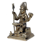 Brass Murti Lord Shiva Is Sitting On Throne - 6 × 5 Inches | For Pooja Temple | Home Decor | Office & Mandir Decoration And Gifts