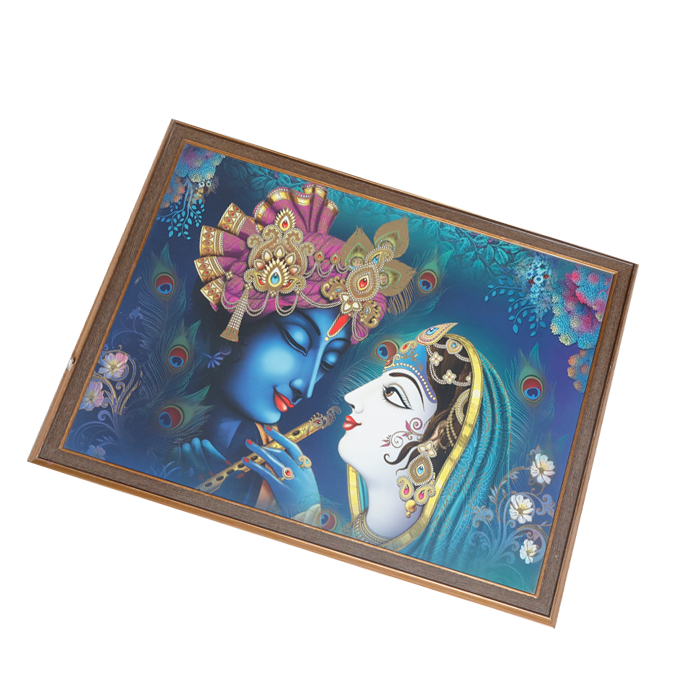 Goddess Radha And Lord Krishan Photo Frame - 26 × 20 Inches | For Pooja Temple | Home Decor And Gifts