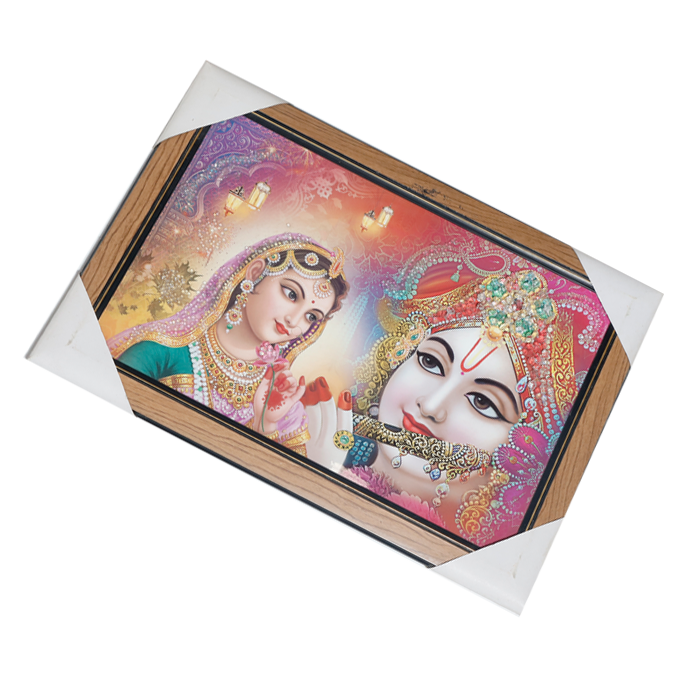 Goddess Radha And Lord Krishan Photo Frame - 20 × 15 Inches | For Pooja Temple | Home Decor And Gifts