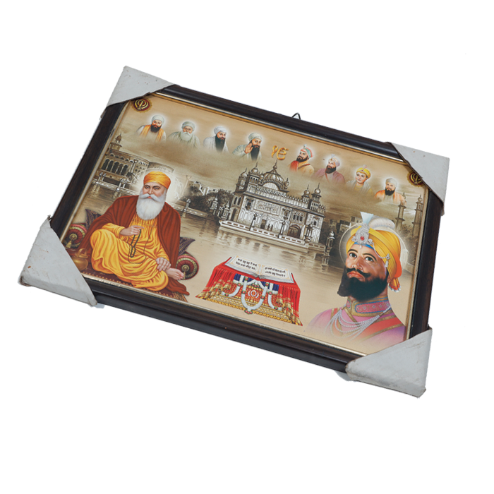 Guru Nanak Dev Ji with Guru Gobind Singh Photo Frame - 9 x 13 Inches | For Pooja Temple | Home Decor | And Gifts
