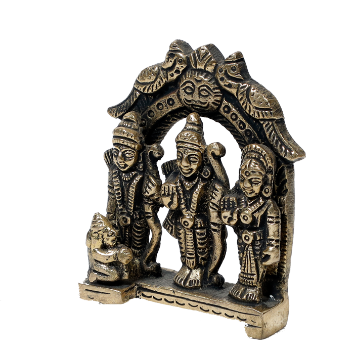 Brass Murti Lord Ram Darbar - 2.5 × 2.5 Inches | For Pooja Temple | Home Decor | Office & Mandir Decoration And Gifts