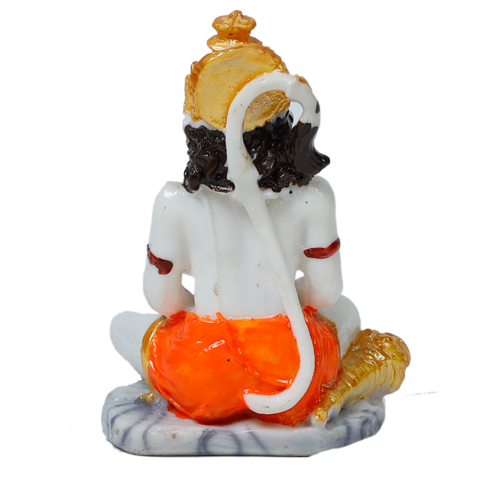Lord Hanuman Ji Is Sitting On The Throne | Marble Dust Murti Idol - 4 × 3 Inches | For Pooja Temple | Home Decor | Office Decoration | Mandir Decoration And Gifts