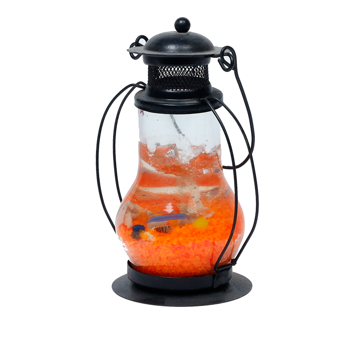 Vintage Style Iron Matte Black Electric Lantern with Bulb - 5 × 4 Inches | For Lighting | Decorations | Study Lamp And Dining Decor