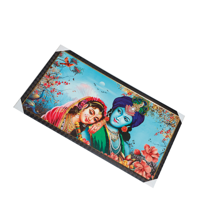 Goddess Radha And Lord Krishan Photo Frame - 21 × 39 Inches | For Pooja Temple | Home Decor And Gifts
