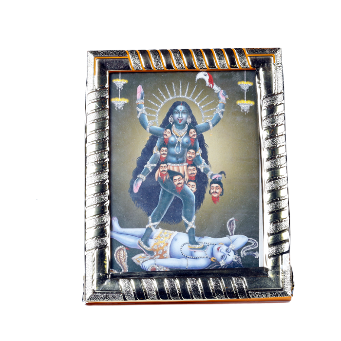 Maa Kaali Standing On Lord Shiva Photo Frame - 8 x 6 Inches | For Pooja Temple | Home Decor | Office Decoration | Mandir Decoration And Gifts