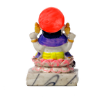Lord Ganesha Is Sitting On Throne Marble Dust Murti Idol - 5 x 3 Inches | For Pooja Temple | Home Decor | Office Decoration | Mandir Decoration And Gifts