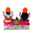 Goddess Lakshmi Mata & Lord Ganesha Is Sitting On Throne | Marble Dust Murti Idol - 5 x 6 Inches | For Pooja Temple | Home Decor | Office Decoration | Mandir Decoration And Gifts