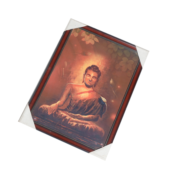 Lord Gautam Buddha Photo Frame - 22 × 16 Inches | For Pooja Temple | Home Decor And Gifts