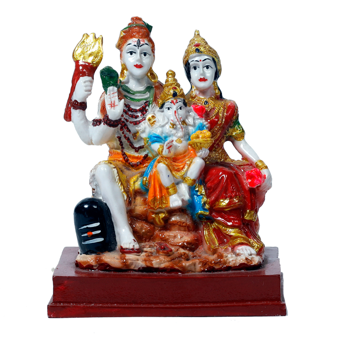 Lord Shiva Family Marble Dust Murti Idol | God Shiva, Parvati Ji, Ganesha And Kartikeya - 4 x 4.5 Inches | For Pooja Temple | Home Decor | Office Decoration | Mandir Decoration And Gifts