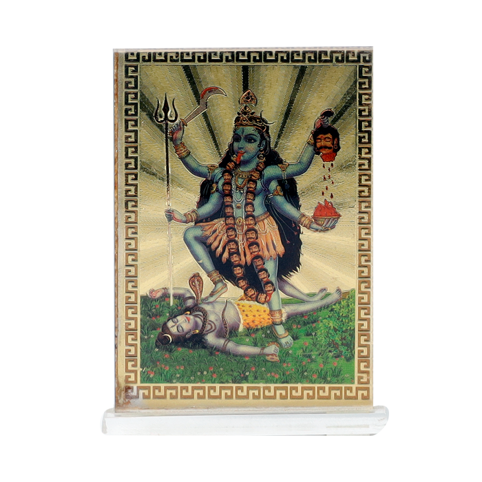 Goddess Kali Mata Photo - 4 × 2 Inches | For Pooja Temple | Home Decor | Car Dashboard | Office & Mandir Decoration And Gifts