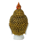 Lord Gautam Buddha Face White And Yellow Marble Dust Murti Idol - 10 × 6 Inches | For Pooja Temple | Home Decor | Office Decoration | Mandir Decoration And Gifts