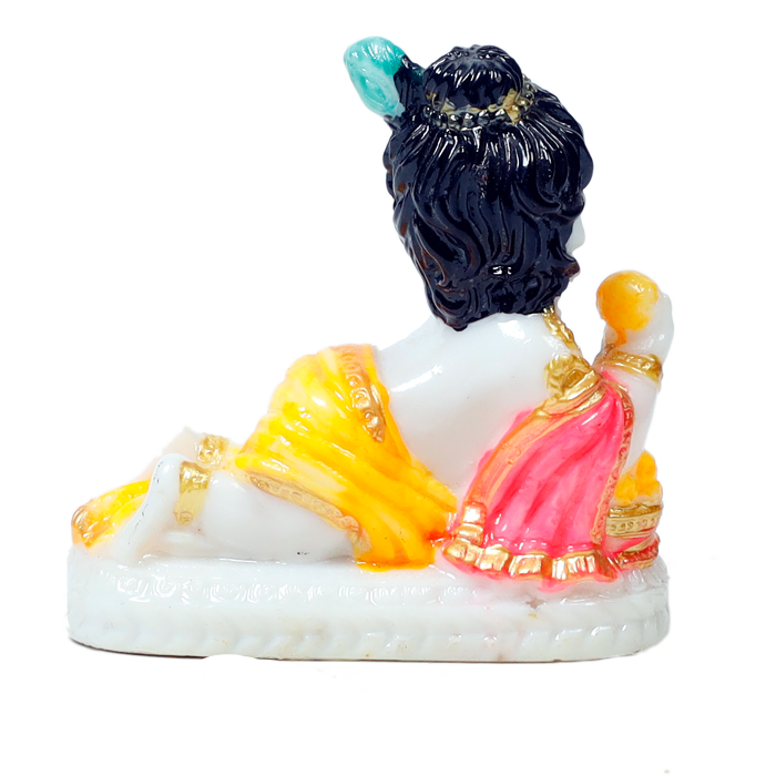 Lord Krishna Is Sitting On Throne | Marble Dust Murti Idol - 3 x 3 Inches | For Pooja Temple | Home Decor | Office Decoration | Mandir Decoration And Gifts