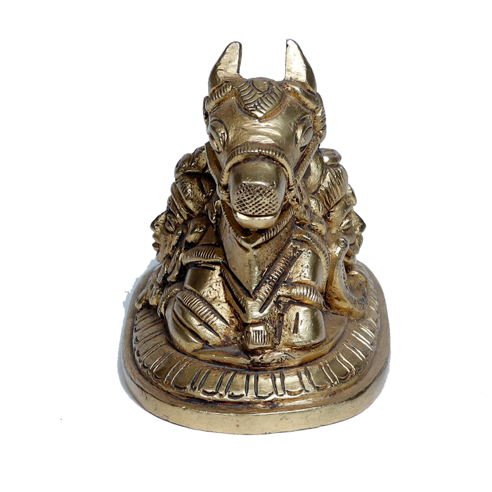 Brass Murti 3 No. Nandi - 3 × 3 Inches | 2.5 × 3 Inches | For Pooja Temple | Home Decor | Office & Mandir Decoration | Vastu & Spiritual Decor, Ideal for Worship And Gifts
