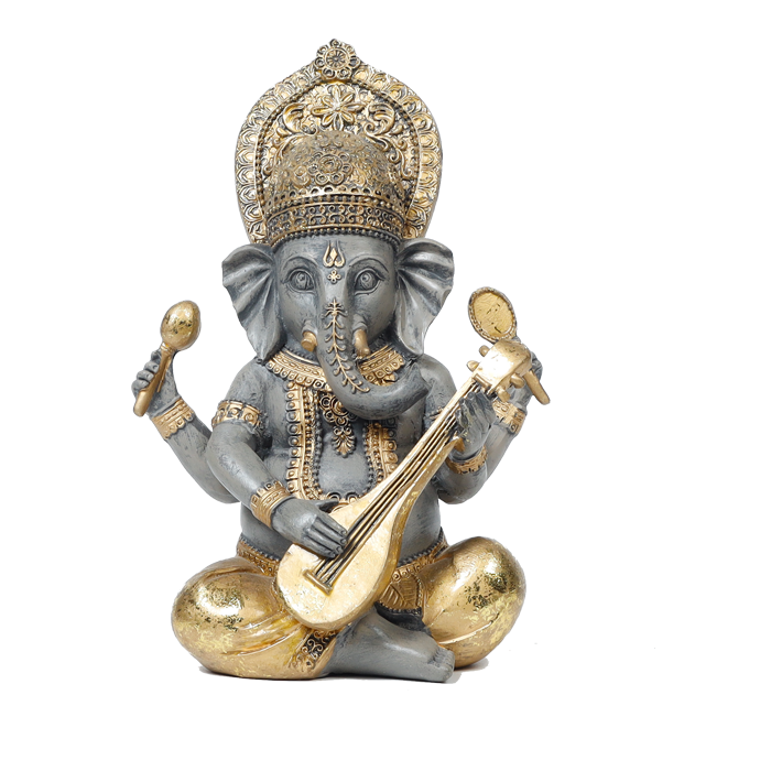 Lord Ganesha Is Sitting Is Sitting On Throne | Terracotta Clay Murti Idol - 9 × 5 Inches | For Pooja Temple | Home Decor | Office Decoration | Mandir Decoration And Gifts