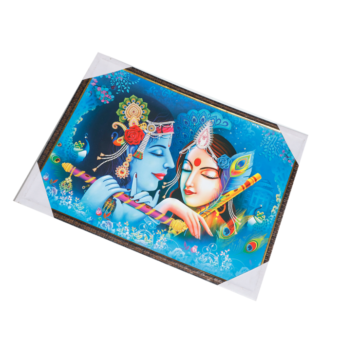 Goddess Radha And Lord Krishan Photo Frame - 25 × 19 Inches | For Pooja Temple | Home Decor And Gifts