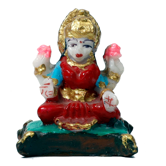 Goddess Lakshmi Mata Is Sitting On Throne | Marble Dust Murti Idol - 2 x 2 Inches | For Pooja Temple | Home Decor | Office Decoration | Mandir Decoration And Gifts
