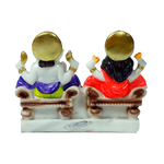 Goddess Lakshmi Mata And Lord Ganesha Is Sitting On Throne | Marble Dust Murti Idol - 4 x 5 Inches | For Pooja Temple | Home Decor | Office Decoration | Mandir Decoration And Gifts