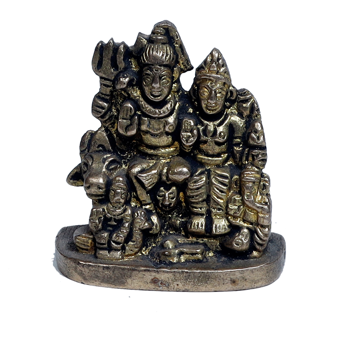 Brass Murti Lord Shiva Family | God Shiva, Parvati, Ganesh And Kartikeya Murti - 3 × 3 Inches | For Pooja Temple | Home Decor | Office & Mandir Decoration And Gifts