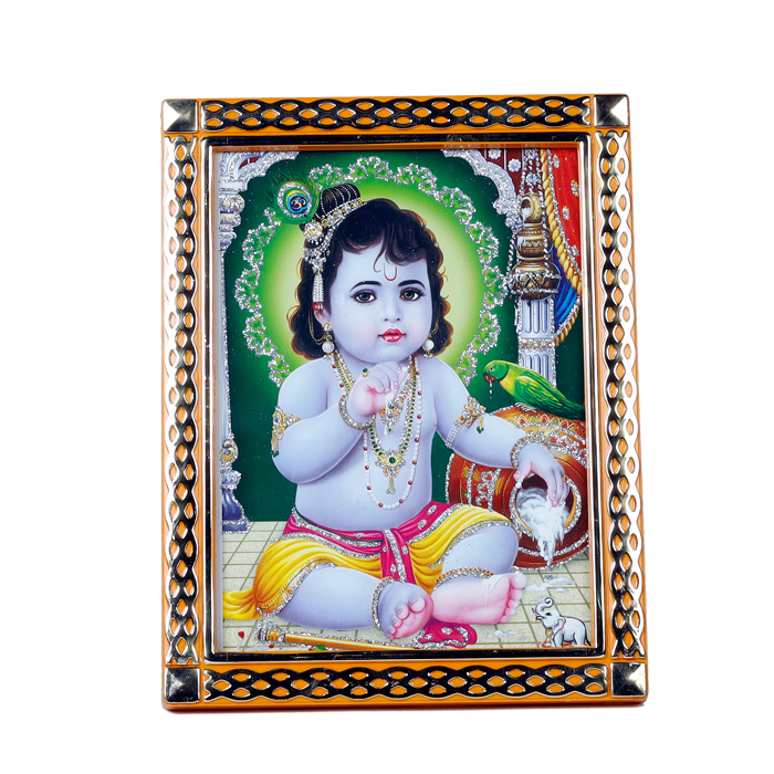 Lord Bal Gopal Krishna Photo Frame - 8 x 6 Inches | For Pooja Temple | Home Decor | Office Decoration | Mandir Decoration And Gifts